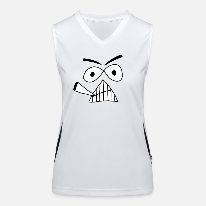 Cool Grumpy Face black- Weska Face Collection Women's Functional Contrast Tank Top