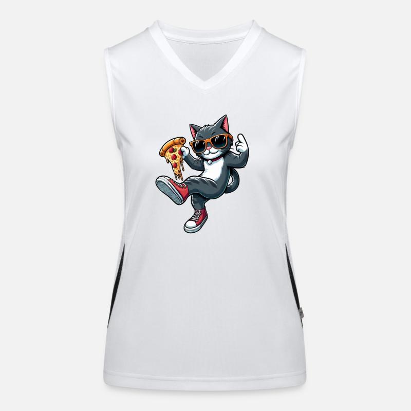 Chat dansant pizza cool amateur de pizza dessin animé Débardeur respirant contrasté Femme