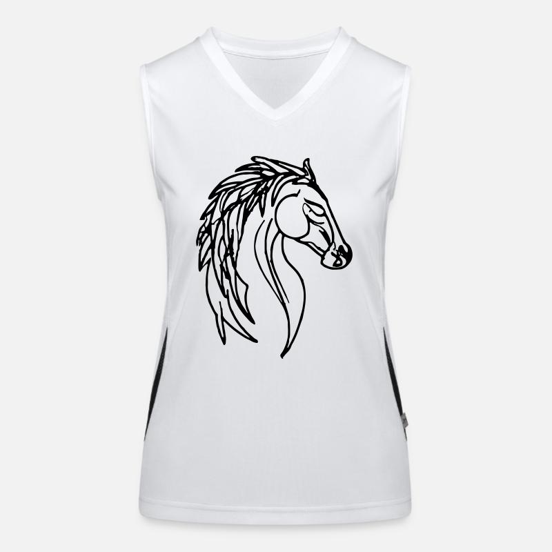 Pferd Illustration Line Art Geschenkidee Funktionelles Kontrast-Tank Top für Frauen