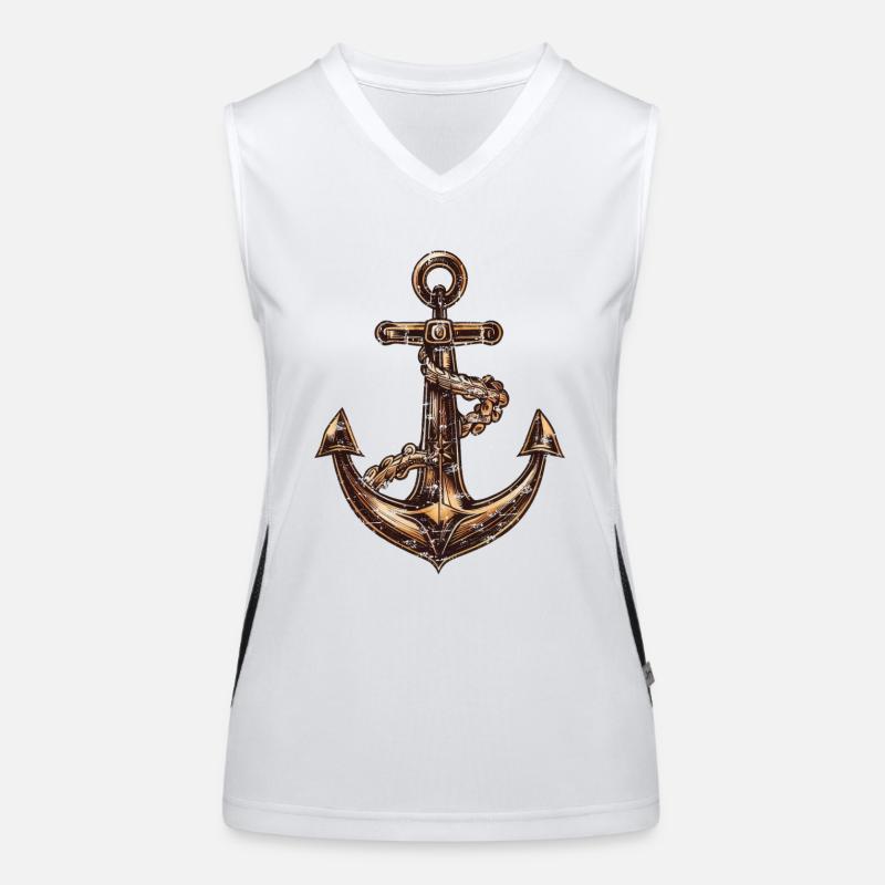 Anker Braun Segeln Segelboot Motorboot Funktionelles Kontrast-Tank Top für Frauen