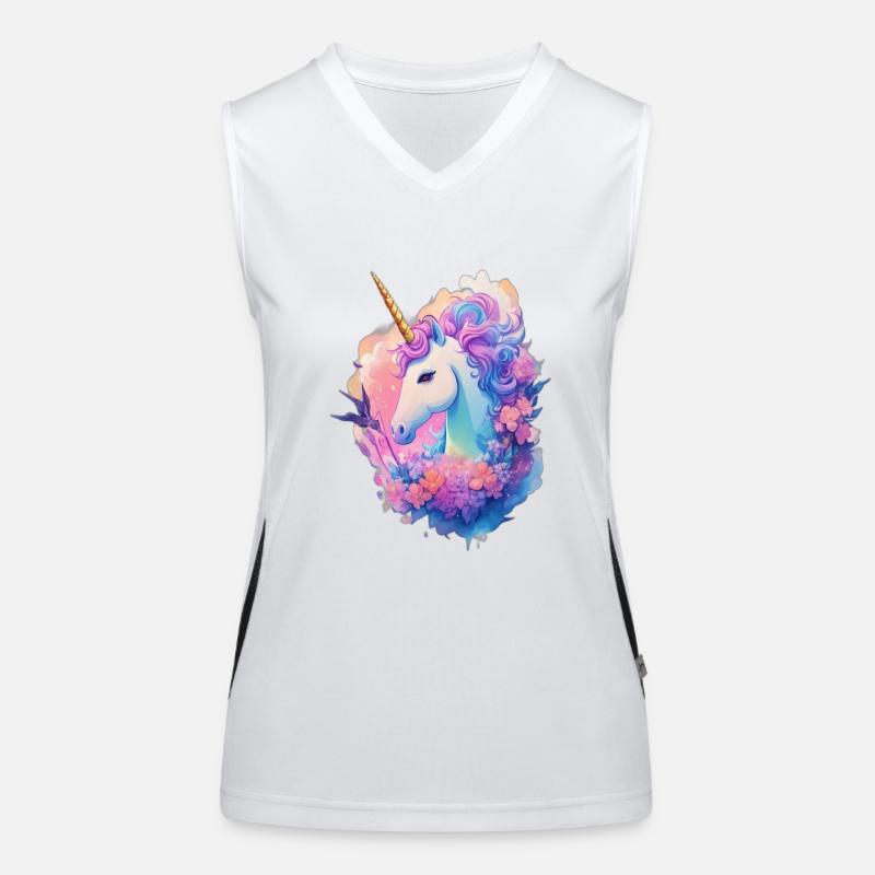 Fantasy flowered unicorn Women's Functional Contrast Tank Top