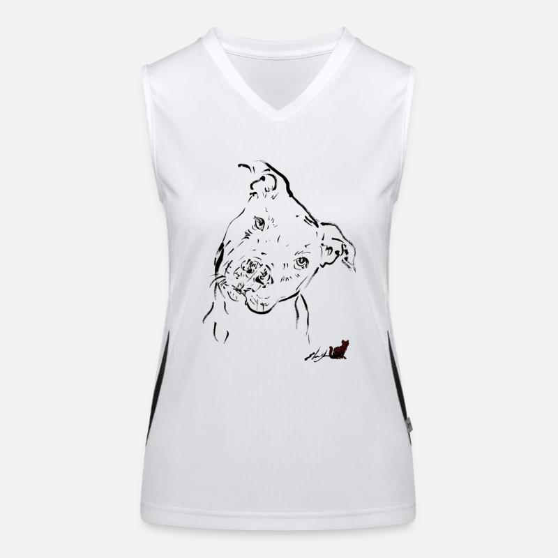 Schwarzer Pitbull Funktionelles Kontrast-Tank Top für Frauen