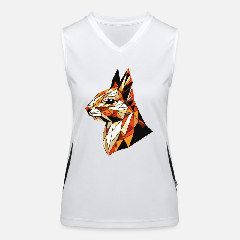 Squirrel Illustration Triangles Geometric Women's Functional Contrast Tank Top