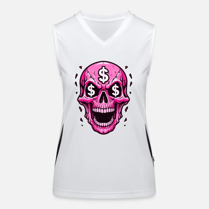 Stily Pink Skull Women's Functional Contrast Tank Top