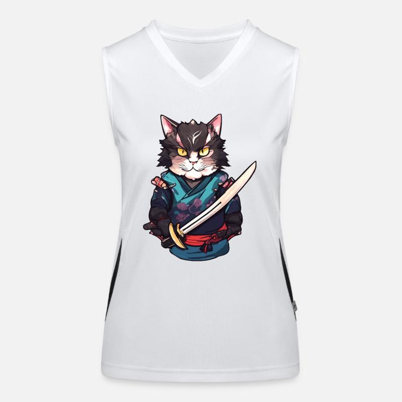 Samurai-Katze #12 Funktionelles Kontrast-Tank Top für Frauen