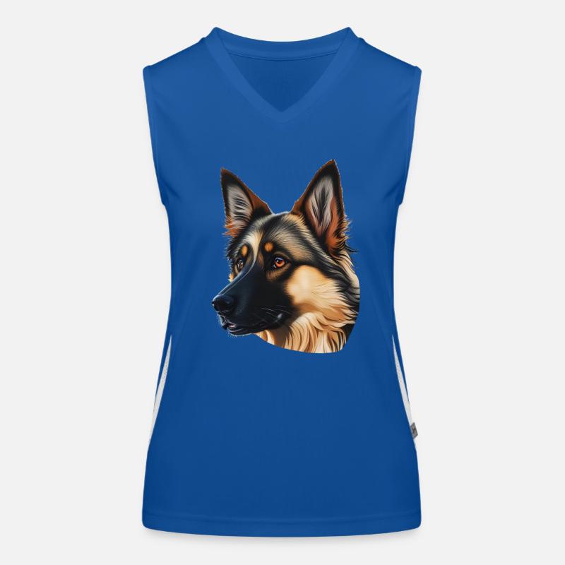 Belgian Malinois as Colored Head Portraits Women's Functional Contrast Tank Top