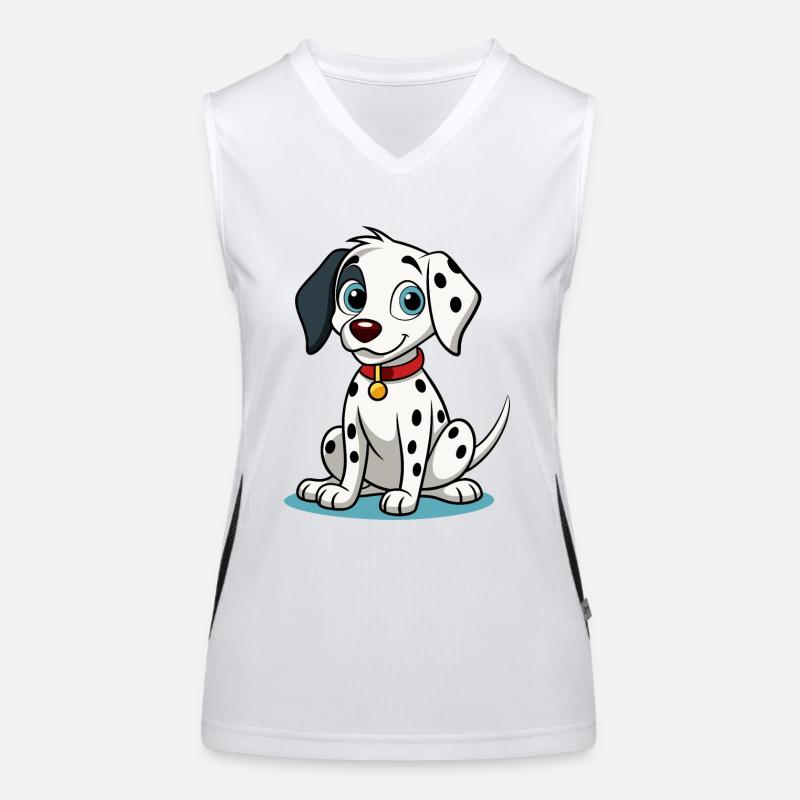 Curious Dalmatian Tilting Head Art Women's Functional Contrast Tank Top