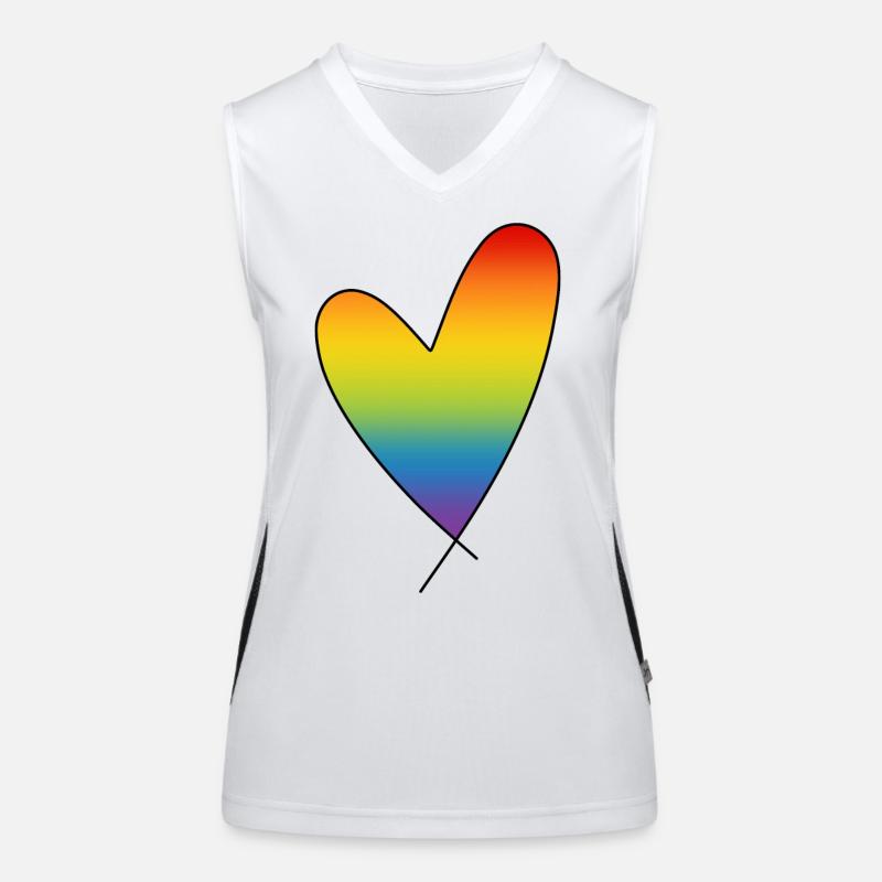 Coeur arc-en-ciel Couleurs arc-en-ciel CSD Pride Month Débardeur respirant contrasté Femme