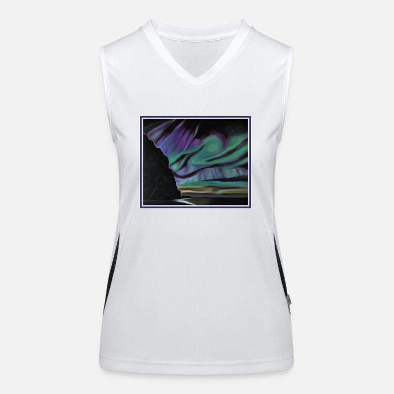 Aurora in the sky turquoise sky Women's Functional Contrast Tank Top