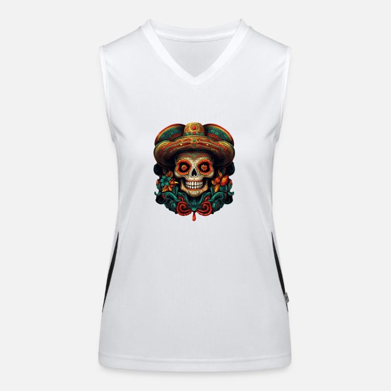Crâne de Cinco de Mayo Débardeur respirant contrasté Femme