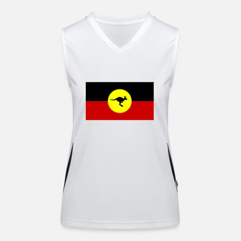 Aboriginal Flag with Kangaroo - Women's Functional Contrast Tank Top - white/black