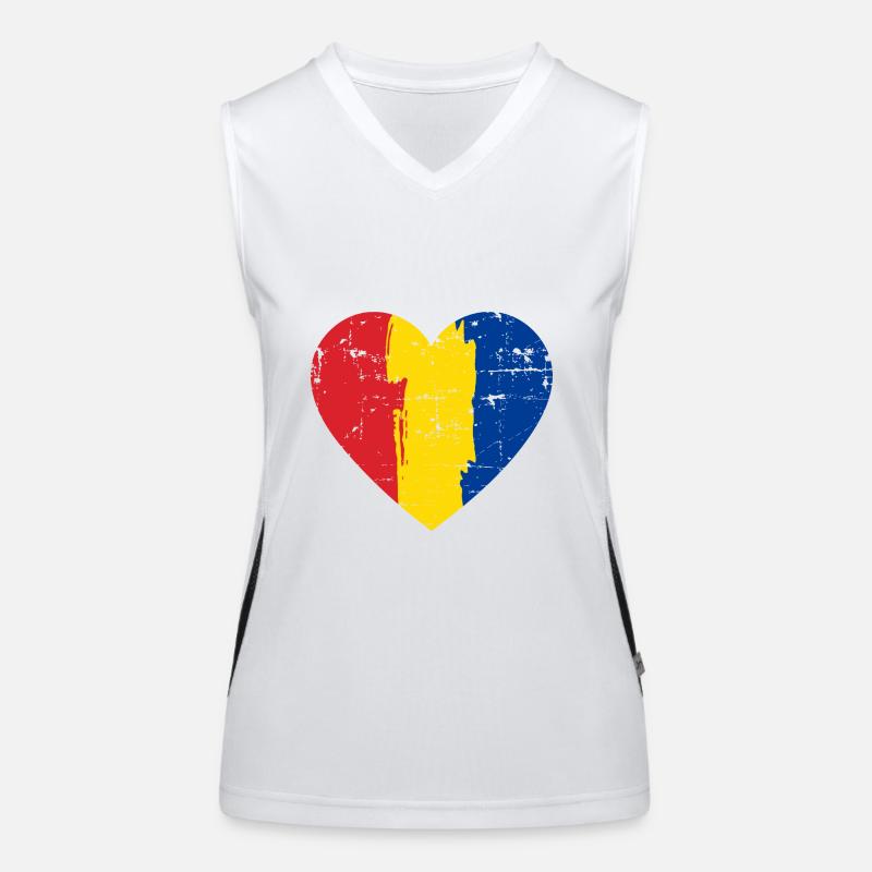 Drapeau du cœur de la Roumanie Débardeur respirant contrasté Femme