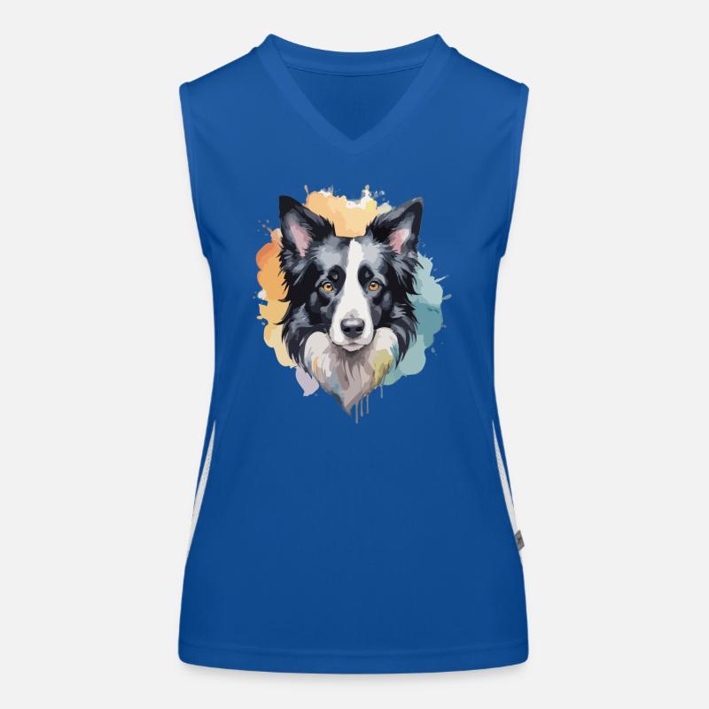 Border Collie Hund Cool Bunt Funktionelles Kontrast-Tank Top für Frauen