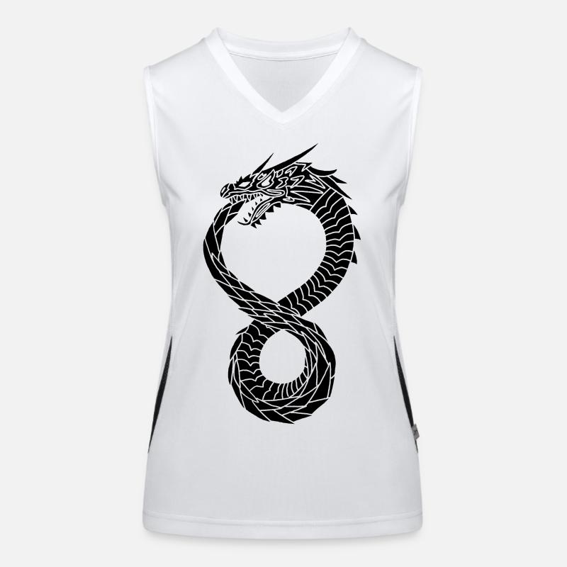 Schwarzer unendlicher Drache Funktionelles Kontrast-Tank Top für Frauen