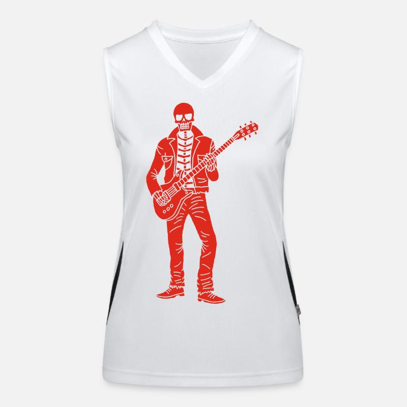 Guitarist Skeleton (Red) Women's Functional Contrast Tank Top