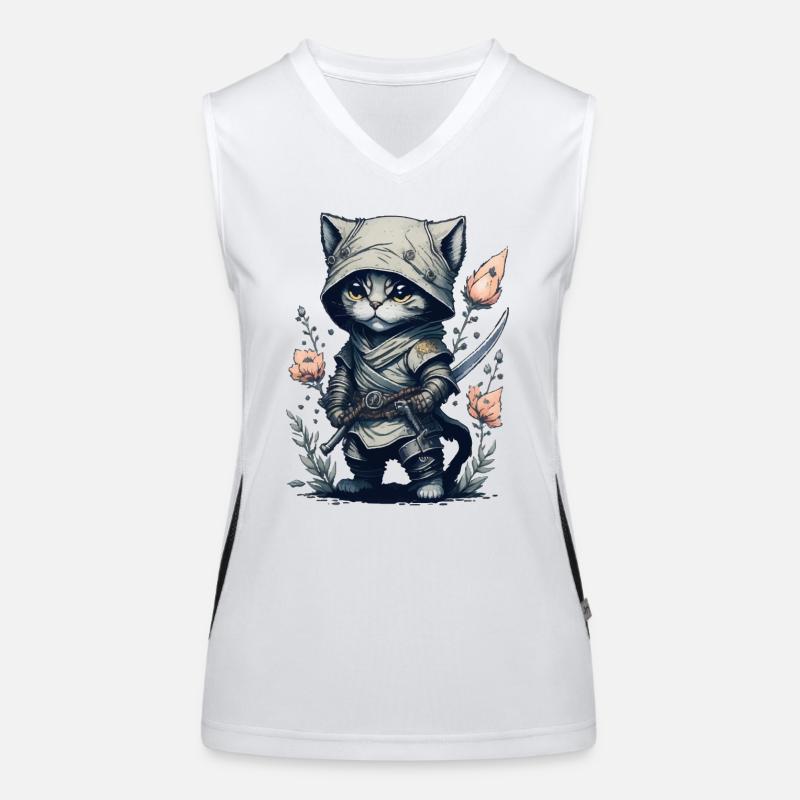 Eine unbesiegbare Kämpferin: Ninja Katze Funktionelles Kontrast-Tank Top für Frauen