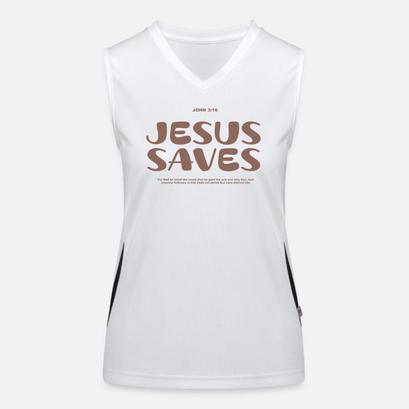 Jésus sauve Beige Débardeur respirant contrasté Femme