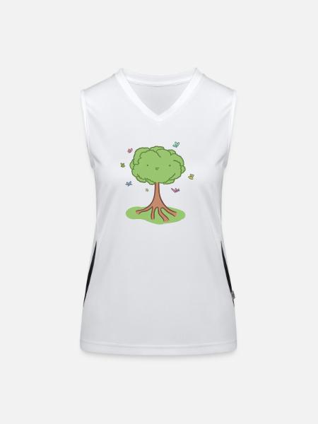 Arbre mignon - Débardeur respirant contrasté Femme - blanc/noir - Devant