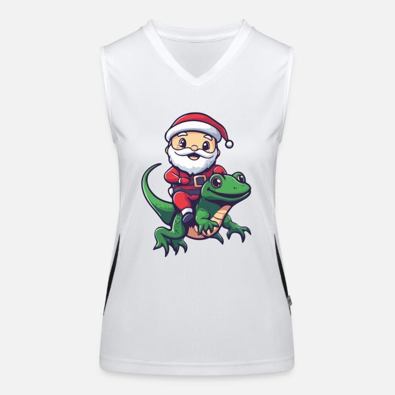 Echse Weihnachtsmann Cartoon Funktionelles Kontrast-Tank Top für Frauen