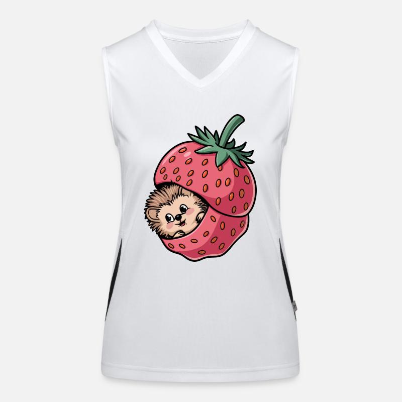 Cute Hedgehog Inside a Strawberry - Women's Functional Contrast Tank Top - white/black