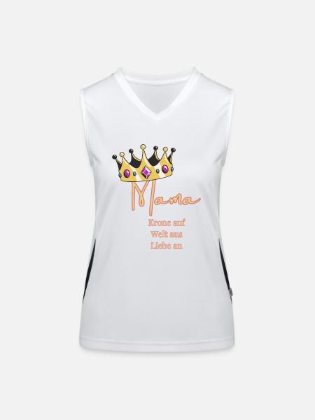 Für mich trägst du immer die Krone -Mama, Königin! - Funktionelles Kontrast-Tank Top für Frauen - Weiß/Schwarz - Vorne