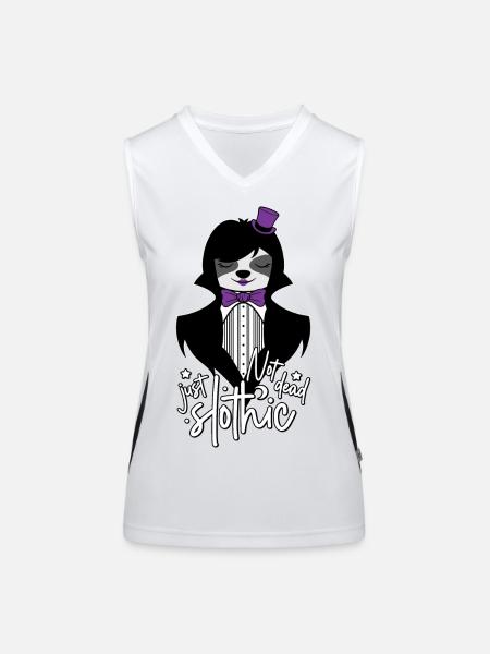 NOT DEAD JUST SLOTHIC - FAULTIER GOTH SLOTH GOTHIC - Funktionelles Kontrast-Tank Top für Frauen - Weiß/Schwarz - Vorne
