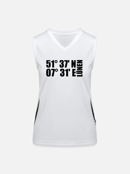 Lünen Koordinaten - Funktionelles Kontrast-Tank Top für Frauen - Weiß/Schwarz - Vorne