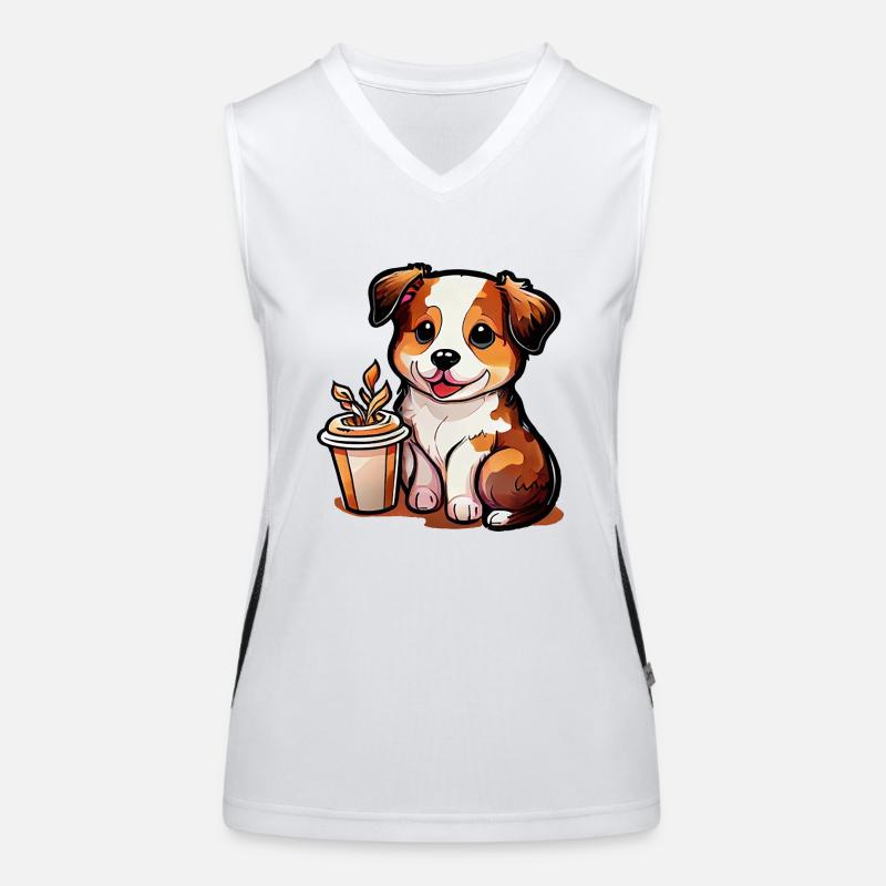 Hündchen mit Kaffee: Der perfekte Begleiter Funktionelles Kontrast-Tank Top für Frauen
