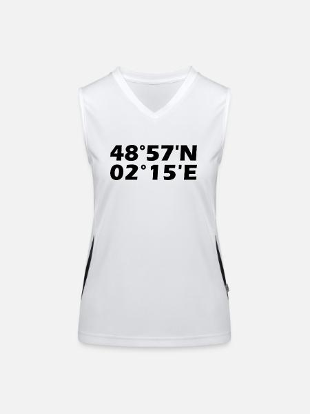 Argenteuil Koordinaten - Funktionelles Kontrast-Tank Top für Frauen - Weiß/Schwarz - Vorne
