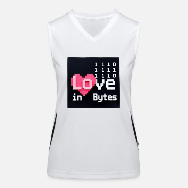 Love in Bytes Pixel Art Women's Functional Contrast Tank Top