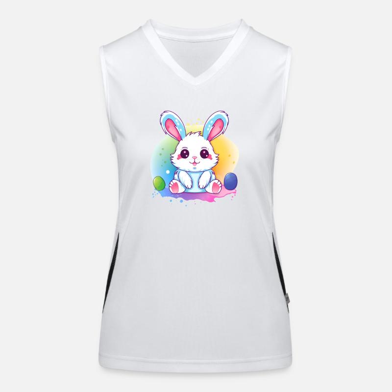 Colorful Easter bunny with eggs - Women's Functional Contrast Tank Top - white/black