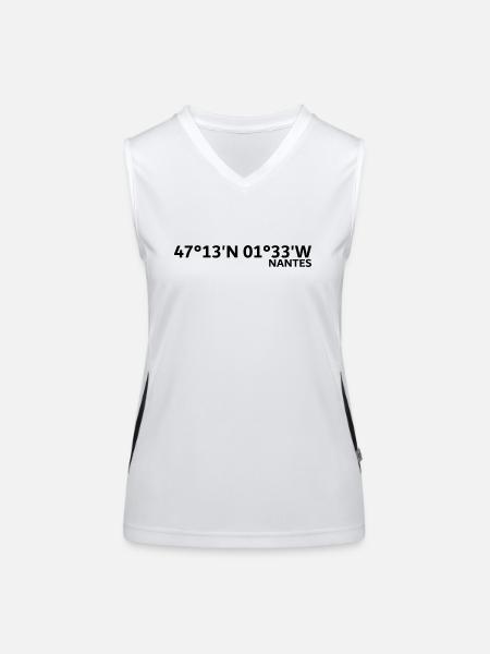 Nantes Koordinaten - Funktionelles Kontrast-Tank Top für Frauen - Weiß/Schwarz - Vorne