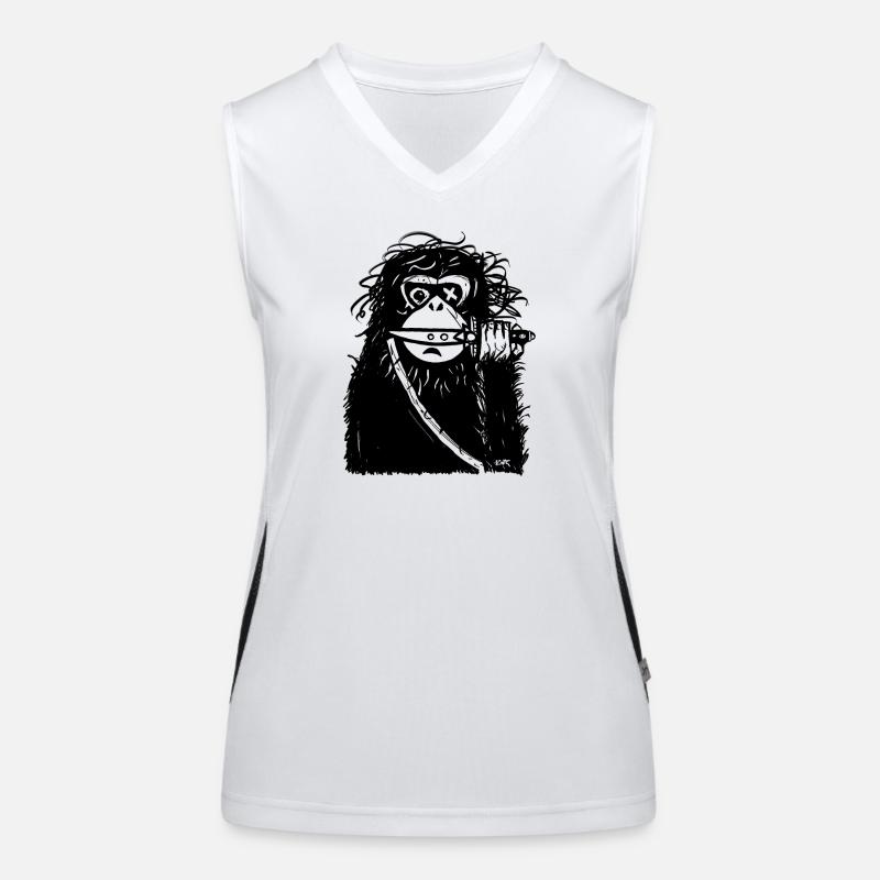Monkey with knife Women's Functional Contrast Tank Top