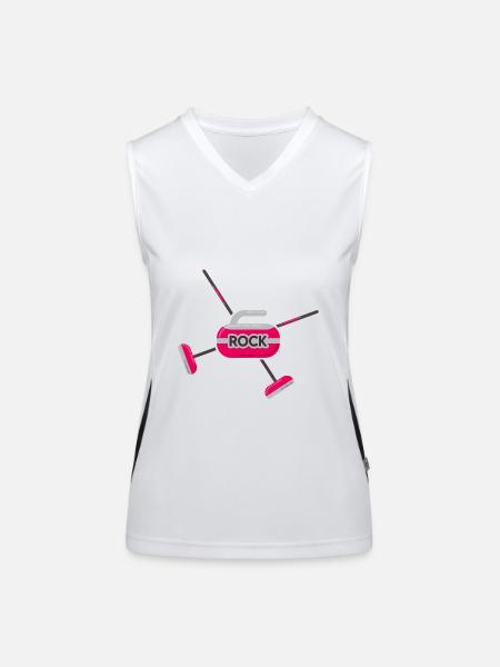 Curling Curling Curling Stone Curler - Women's Functional Contrast Tank Top - white/black - Front