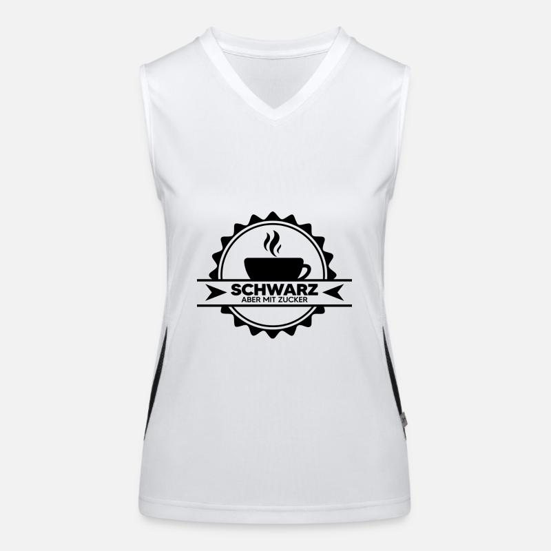 schwarzer Kaffee Kaffeetasse Kaffeetrinker schwarz Funktionelles Kontrast-Tank Top für Frauen