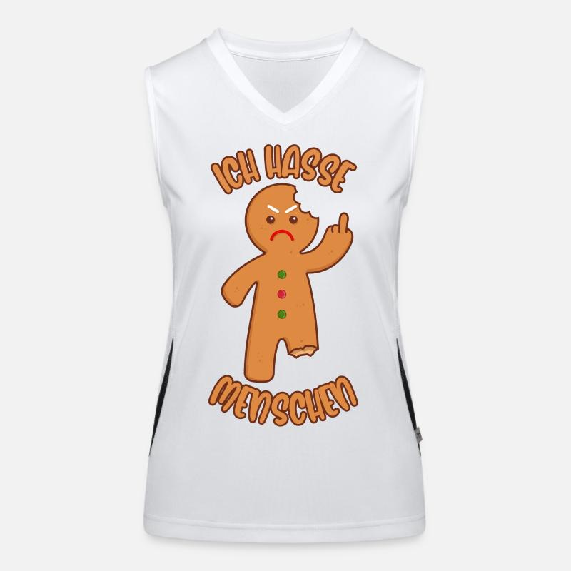 Lebkuchenmann Mittelfinger Ich hasse Menschen Funktionelles Kontrast-Tank Top für Frauen