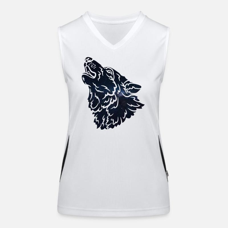 Silhouette de loup Galaxy Débardeur respirant contrasté Femme
