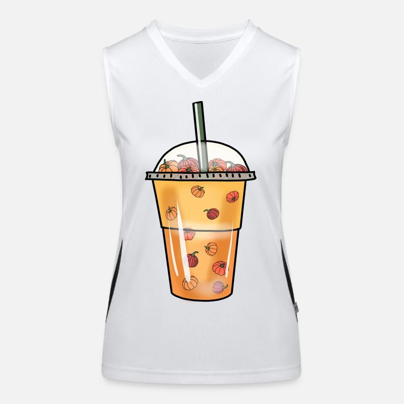 Bubble Tea Boba Pumpkin Balls Halloween Mug Women's Functional Contrast Tank Top