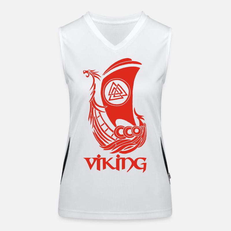 Red Viking Ship Women's Functional Contrast Tank Top