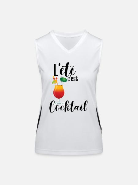 L'été c'est cocktail - Débardeur respirant contrasté Femme - blanc/noir - Devant