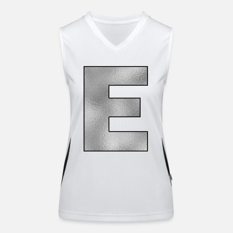 Buchstabe E Silber Funktionelles Kontrast-Tank Top für Frauen