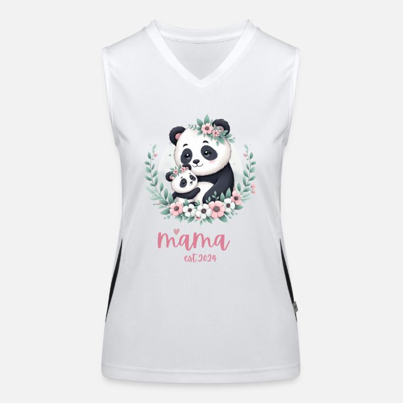 Mama est 2024 I Panda Bear Mum I First Time Mom Funktionelles Kontrast-Tank Top für Frauen