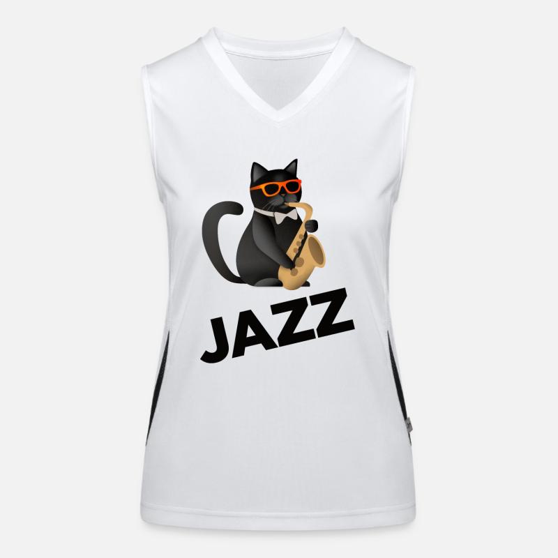 Saxophone Jazz Cat Débardeur respirant contrasté Femme