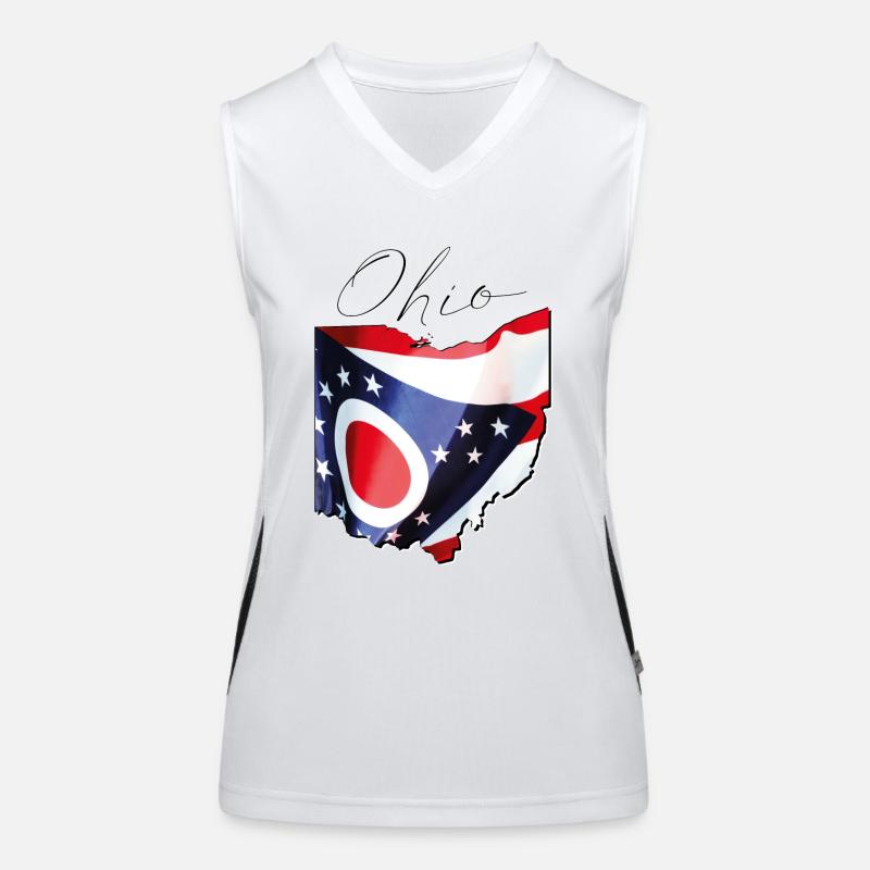 Ohio (United States) | Real Flag | Flag Map Script Women's Functional Contrast Tank Top