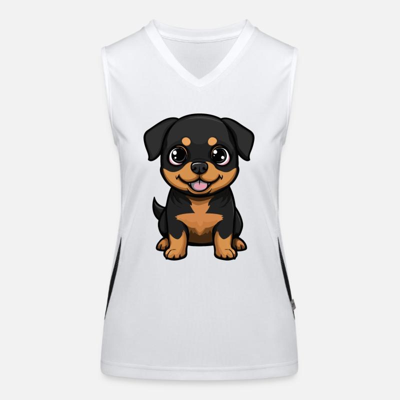 Rottweiler chien bande dessinée mignon Débardeur respirant contrasté Femme