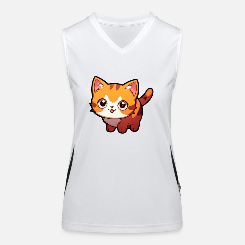 Chat de dessin animé mignon Débardeur respirant contrasté Femme