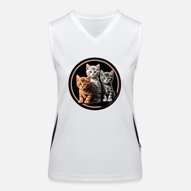 Three cute kittens in a round frame Women's Functional Contrast Tank Top