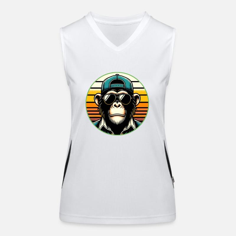 Cooler Schimpanse mit Sonnenbrille und Basecap Funktionelles Kontrast-Tank Top für Frauen