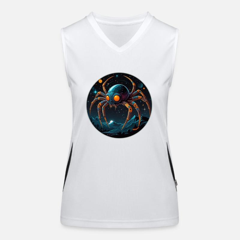Araignée de l’espace dans l’espace en orbite Débardeur respirant contrasté Femme