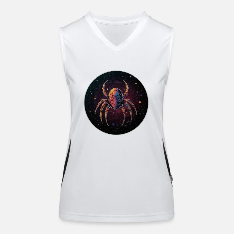Araignée de l’espace dans l’espace en orbite Débardeur respirant contrasté Femme